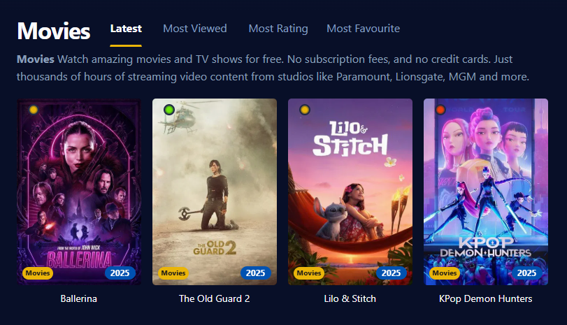 Display of the Cineb interface